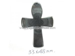 Hematite Cross Pendant 33x48mm